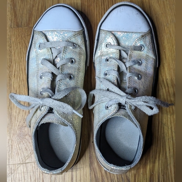 Converse Size 3 Chuck Taylor All‎ Star Iridescent Glitter Low Top Sneaker Shoes - Picture 2 of 9